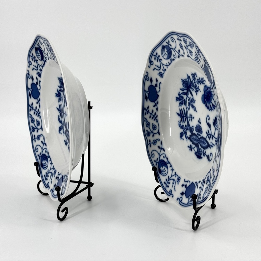 VTG Bohemia Czech Blue Onion (2) 8.5” Coupe Bowls - Picture 3 of 10